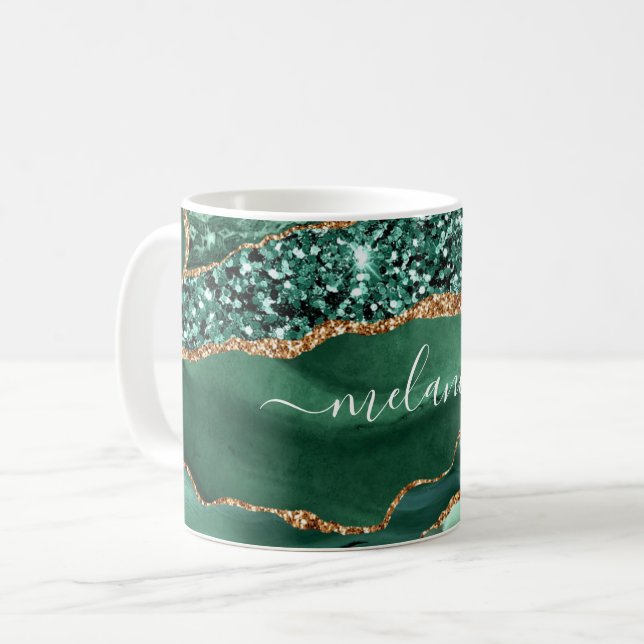 Taza De Café Agitar el Purpurina de oro verde Marble Mug con tu (Anverso izquierdo)