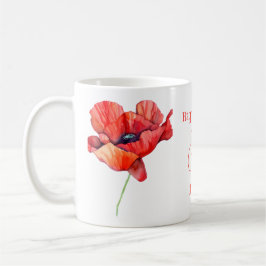 Taza De Café Agosto flor de nacimiento Amarillo amapola Acuarel