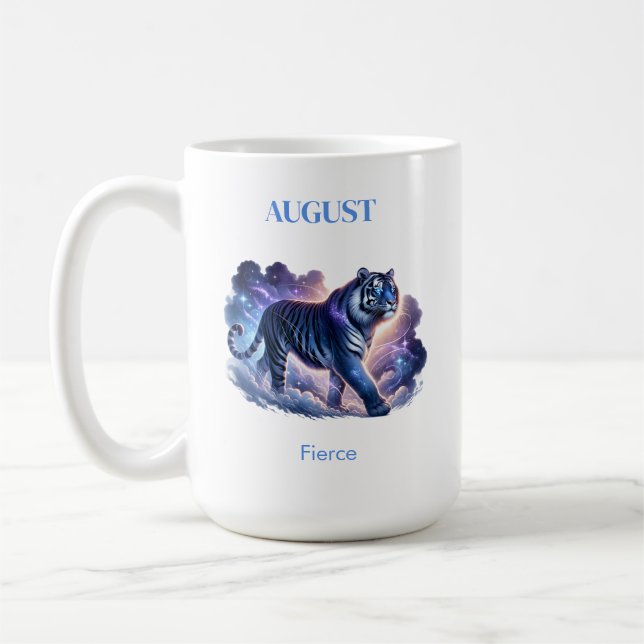 Taza De Café Agosto Mes de Nacimiento Espíritu Tigre animal reg (Izquierda)
