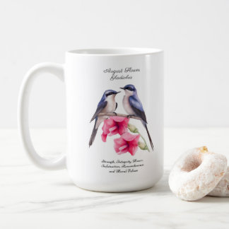 Taza De Café Agosto Mes de Nacimiento Flor Gladiolus con Pájaro