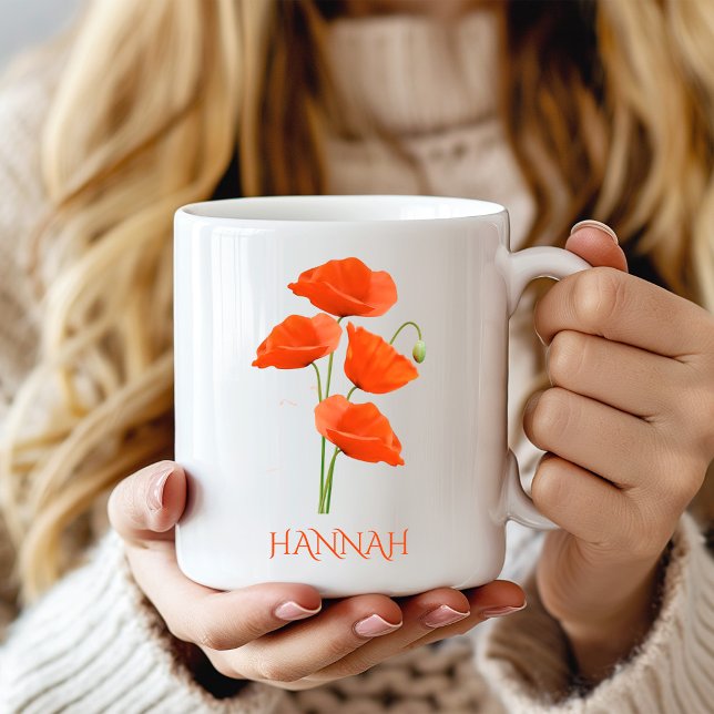 Taza De Café Agosto Mes de Nacimiento Flor Poppies Rojos (Subido por el creador)