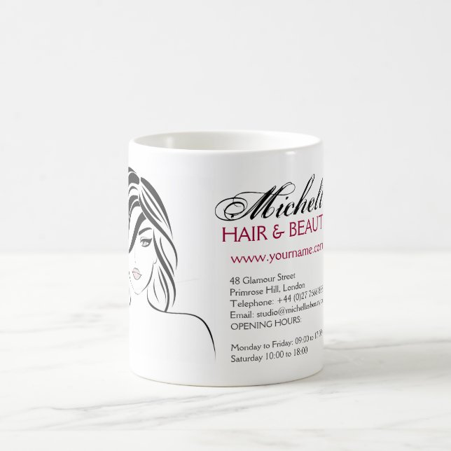 Taza De Café Agradable chica con el pelo ondulado e ícono de ma (Centro)