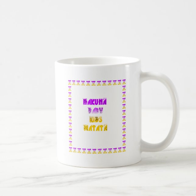 Taza De Café Agradable Hakuna Matata Púrpura y Amarillo Niños G (Derecha)
