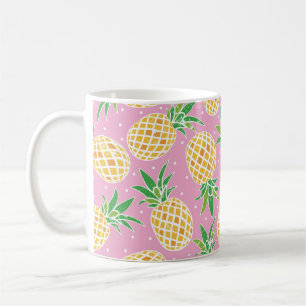 Taza De Café Agradable piña en el fondo de los puntos de polka