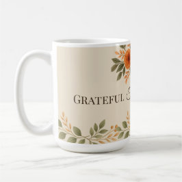 Taza De Café Agradecido Agradecida Bendecido Otoño Floral