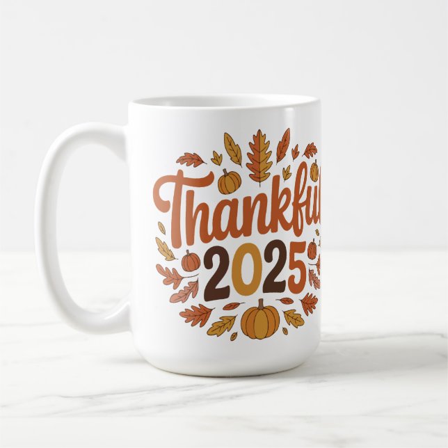 Taza De Café Agradecimiento 2025 Agosto Calabaza de Acción de G (Izquierda)