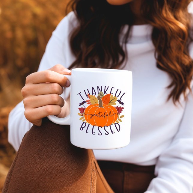 Taza De Café Agradecimiento agradecido Calabaza de Acción de Gr (Subido por el creador)