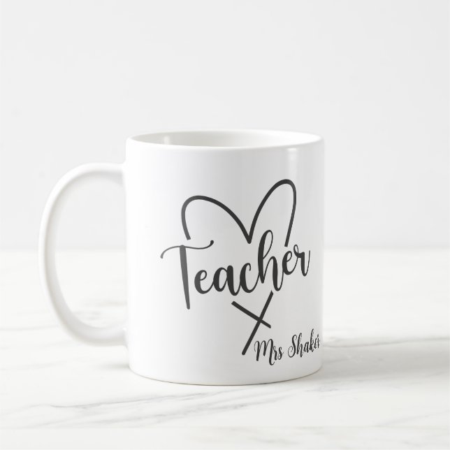 Taza De Café Agradecimiento del profesor Nombre personalizado G (Izquierda)