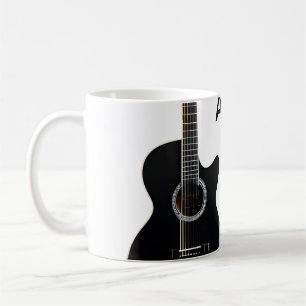 Taza De Café Agrega tu nombre texto guitarra acústica marrón ed