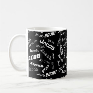 Taza De Café Agregar cualquier nombre o palabra   Blanco y negr