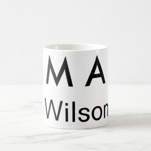 Taza De Café Agregar monograma simple nombre letra hombre minim