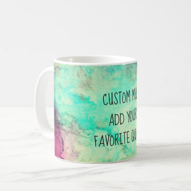 Taza De Café agregar su propia cita personalizado mug acuarela  (Anverso izquierdo)