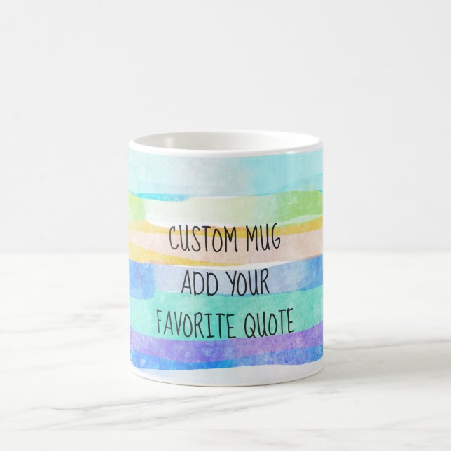 Taza De Café agregar su propia cita rayas de acuarela personali (Centro)