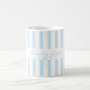 Taza De Café Agregar texto propio Tía bebé azul rayado