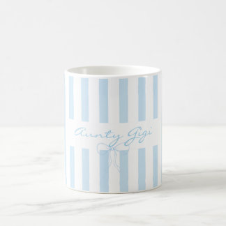 Taza De Café Agregar texto propio Tía bebé azul rayado