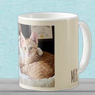 Taza De Café Agregar tu propia foto Monograma Mascotas Lindas 1