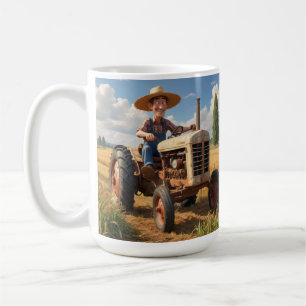Taza De Café Agricultor En Tractor