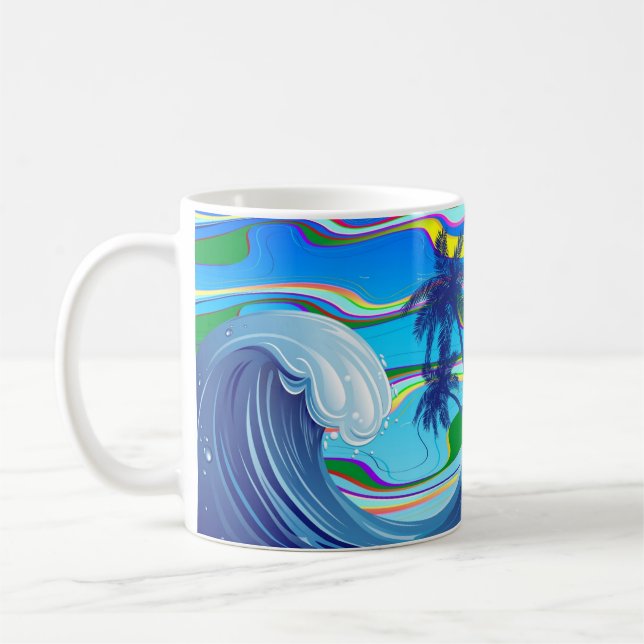 Taza De Café Agua de la ola grande del océano marino (Izquierda)