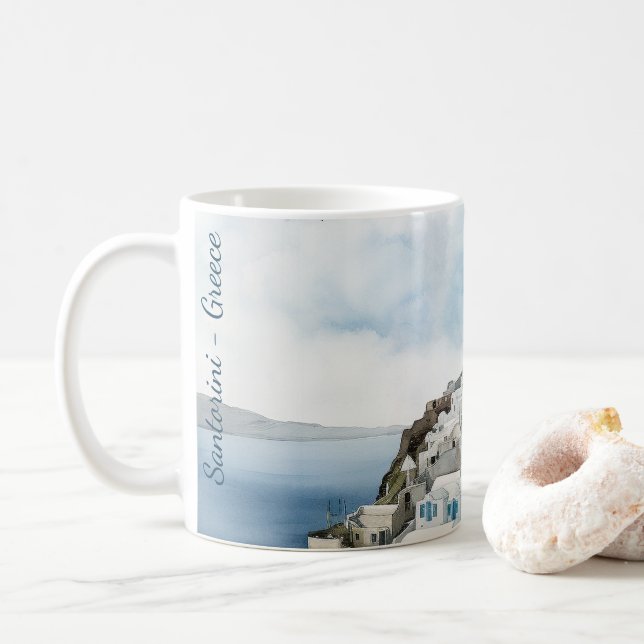 Taza De Café Agua de Santorini Grecia (Con donut)
