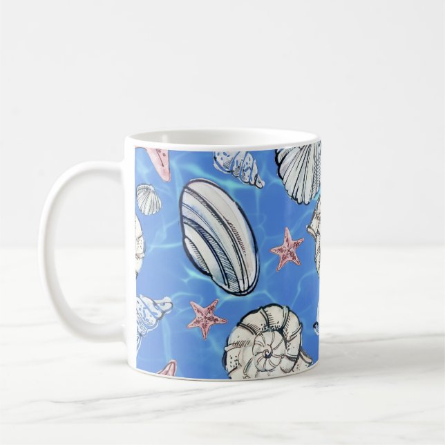 Taza De Café Agua del Océano marino de decoración costera (Izquierda)