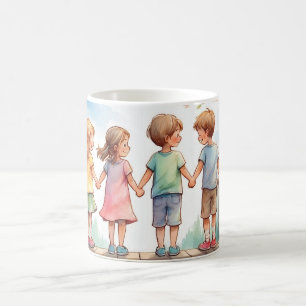 Taza De Café Agua Hipotecación Niños Amistad Dulce