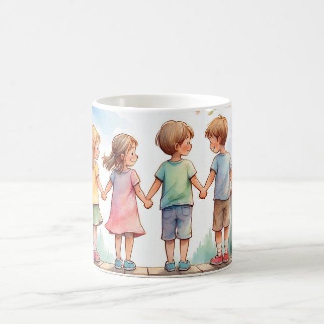 Taza De Café Agua Hipotecación Niños Amistad Dulce (Centro)