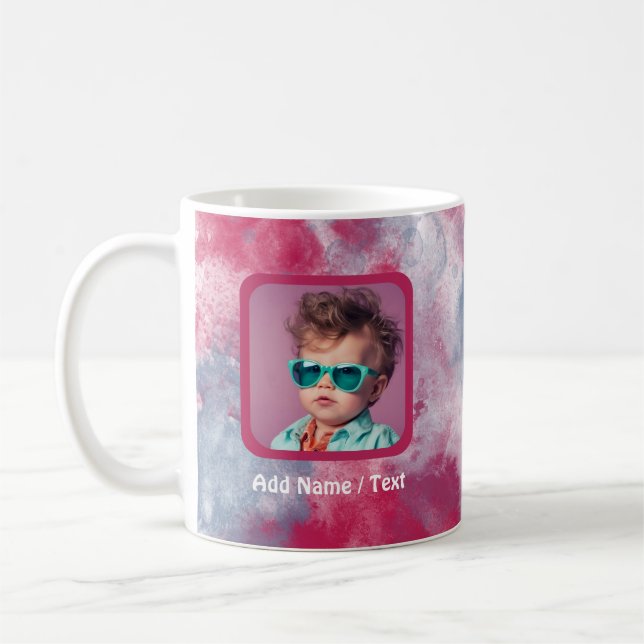 Taza De Café Agua magenta lavado de agua y Personalizable fotog (Izquierda)