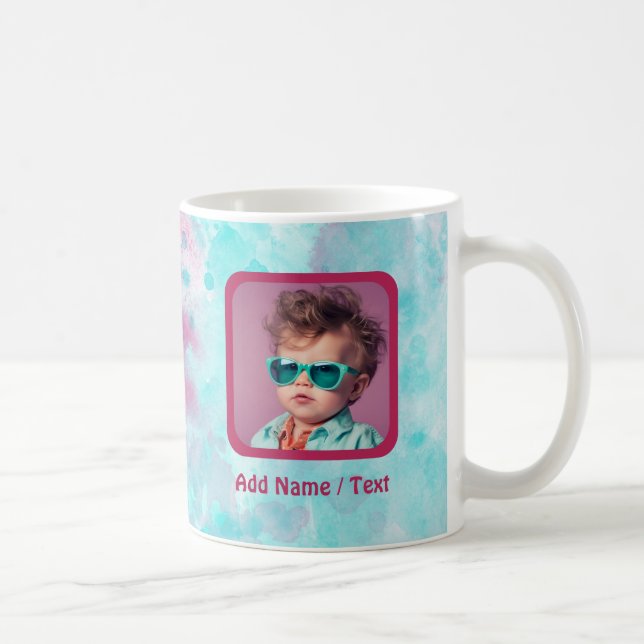 Taza De Café Agua rosa de Aqua Wash & Personalizable Photo Mug (Derecha)