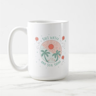 Taza De Café Agua Salada y Brillo Solar Árbol de Palma de Playa