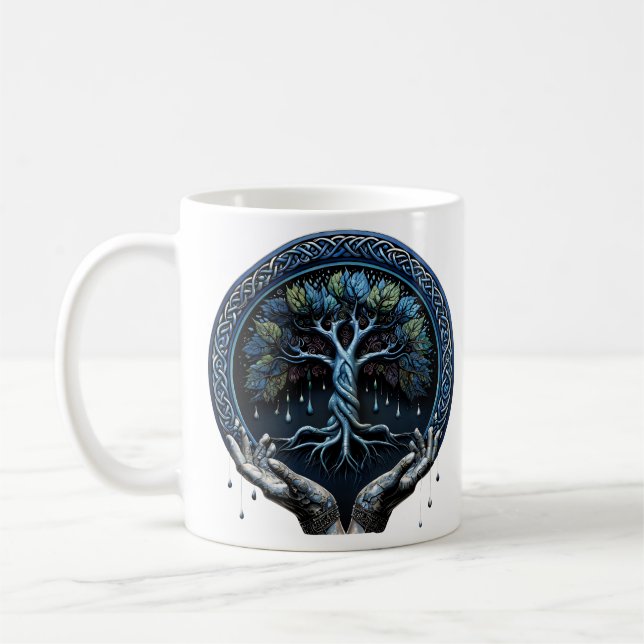 Taza De Café Agua y sabiduría: El místico árbol celta de la vid (Izquierda)