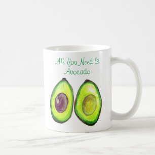 Taza De Café Aguacate Humor Textos Fruta saludable Vegan