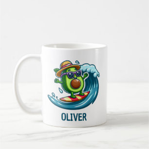 Taza De Café Aguacate Surfista Adorable Golpea las Olas Persona