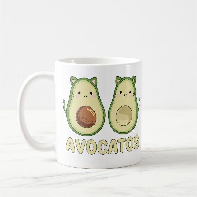 Taza De Café Aguacates Kawaii Cat & Aguacate (Izquierda)