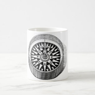 Taza De Café Aguafuerte marina clásica - compás