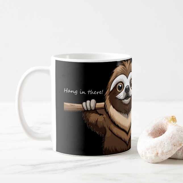 Taza De Café "Aguanta": Palabras Motivadoras de Sloth (Con donut)