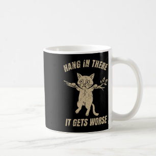 Taza De Café Aguanta que Empeora Gato Retro Sarcástico Hu