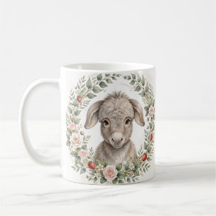 Taza De Café Aguarela Burro Bebé Fresa Rosa Casa de Campo