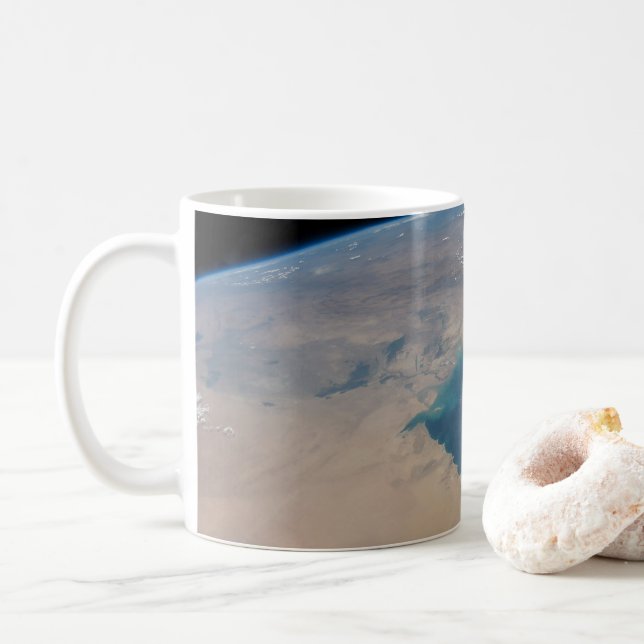 Taza De Café Aguas Azul Tropicales Del Golfo Pérsico. (Con donut)