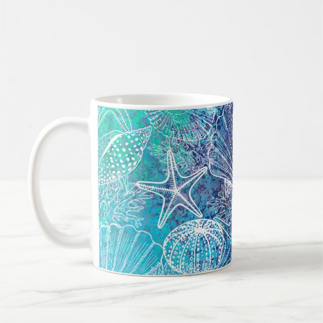 Taza De Café Aguas marinas del Océano Azul Aqua (Izquierda)