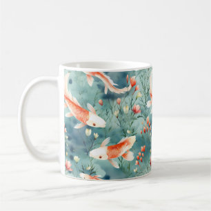 Taza De Café Aguas tranquilas: Patrón acuarela Koi Fish