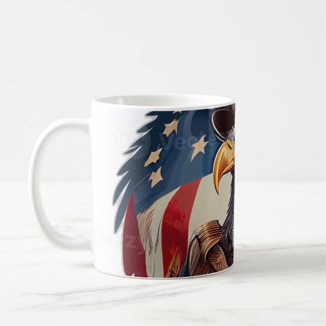Taza De Café Águila Americana Majestuosa - Arte Patriótico de V (Izquierda)