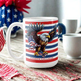 Taza De Café Águila Americana Patriótica Bandera de EE. UU. 4 d
