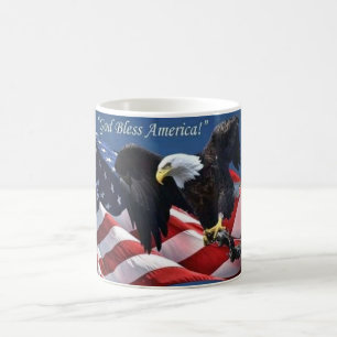 Taza De Café Águila Americana Patriótica Dios Bendiga América G