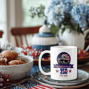 Taza De Café Águila Americana Patriótica Feliz 250 Aniversario