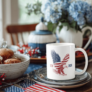 Taza De Café Águila Americana Patriótica Feliz 250 Aniversario