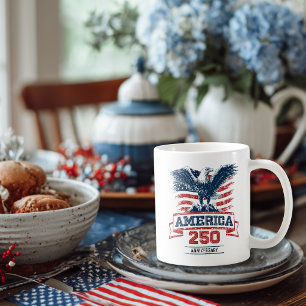 Taza De Café Águila Americana Patriótica Feliz 250 Aniversario