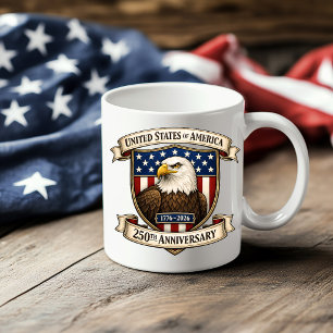 Taza De Café Águila Americana y Diseño de Escudo de Bandera