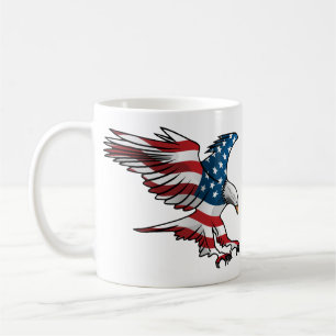 Taza De Café Águila Bandera Patriótica Americana