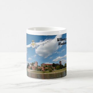 Taza De Café Águila blanca polaca dice Bienvenido a Cracovia.