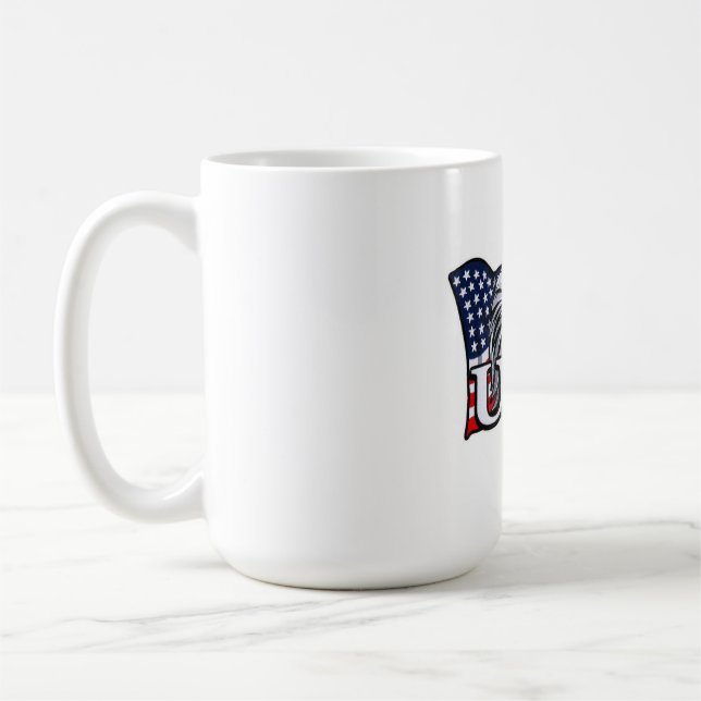 Taza De Café Águila calva americana con bandera de Estados Unid (Izquierda)